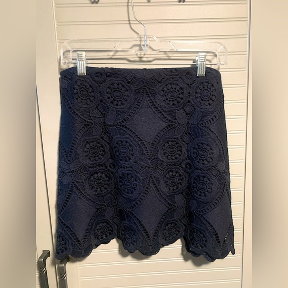 Abercrombie & Fitch Crochet Blue Mosaic Tile Mini Skirt Sz. 4 NWOT MSRP: $50.00